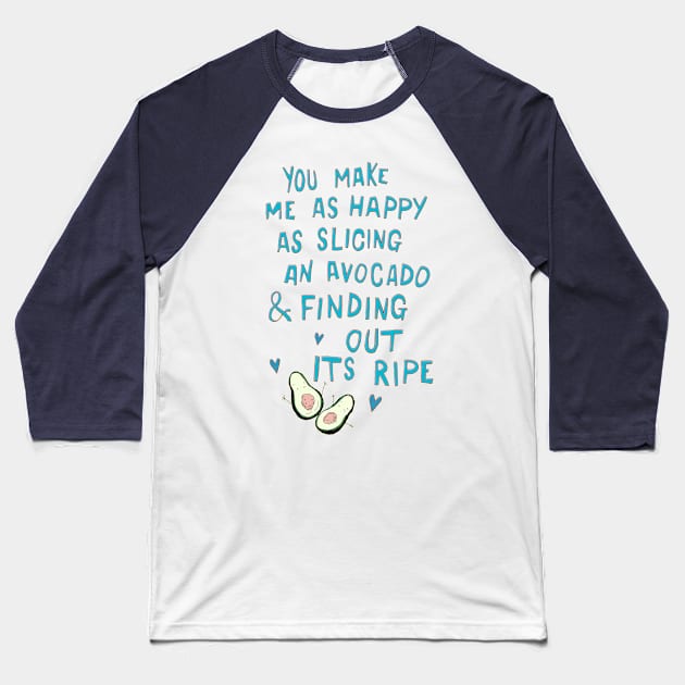 Avocado Love Baseball T-Shirt by minniemorrisart